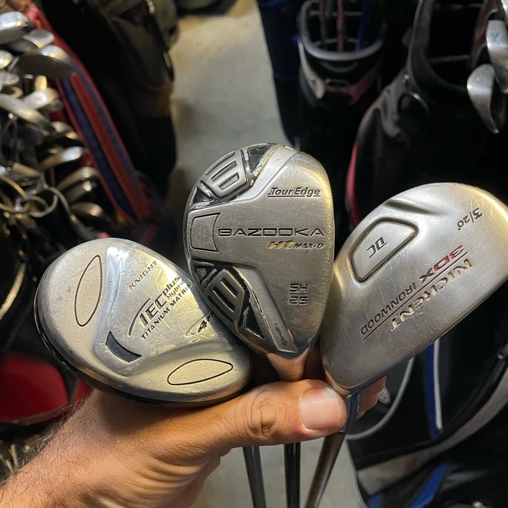 Hybrid woods 3/4 /5 in right handed / mixed brands 
Used